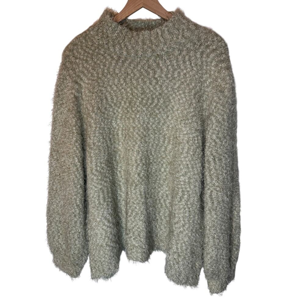 Cato Light Sage Green Fuzzy Soft Sweater Plus Size 26/28W